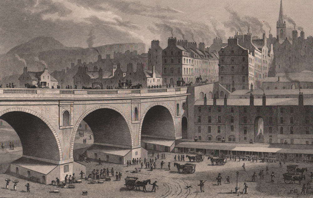 EDINBURGH. Vegetable and fish market, from the 'Rainbow' Gallery. SHEPHERD 1833